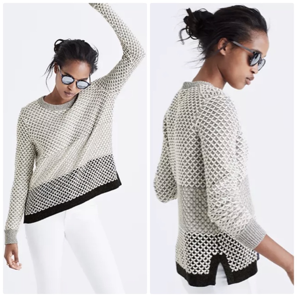 Madewell Geo Block Textured Pullover Crewneck